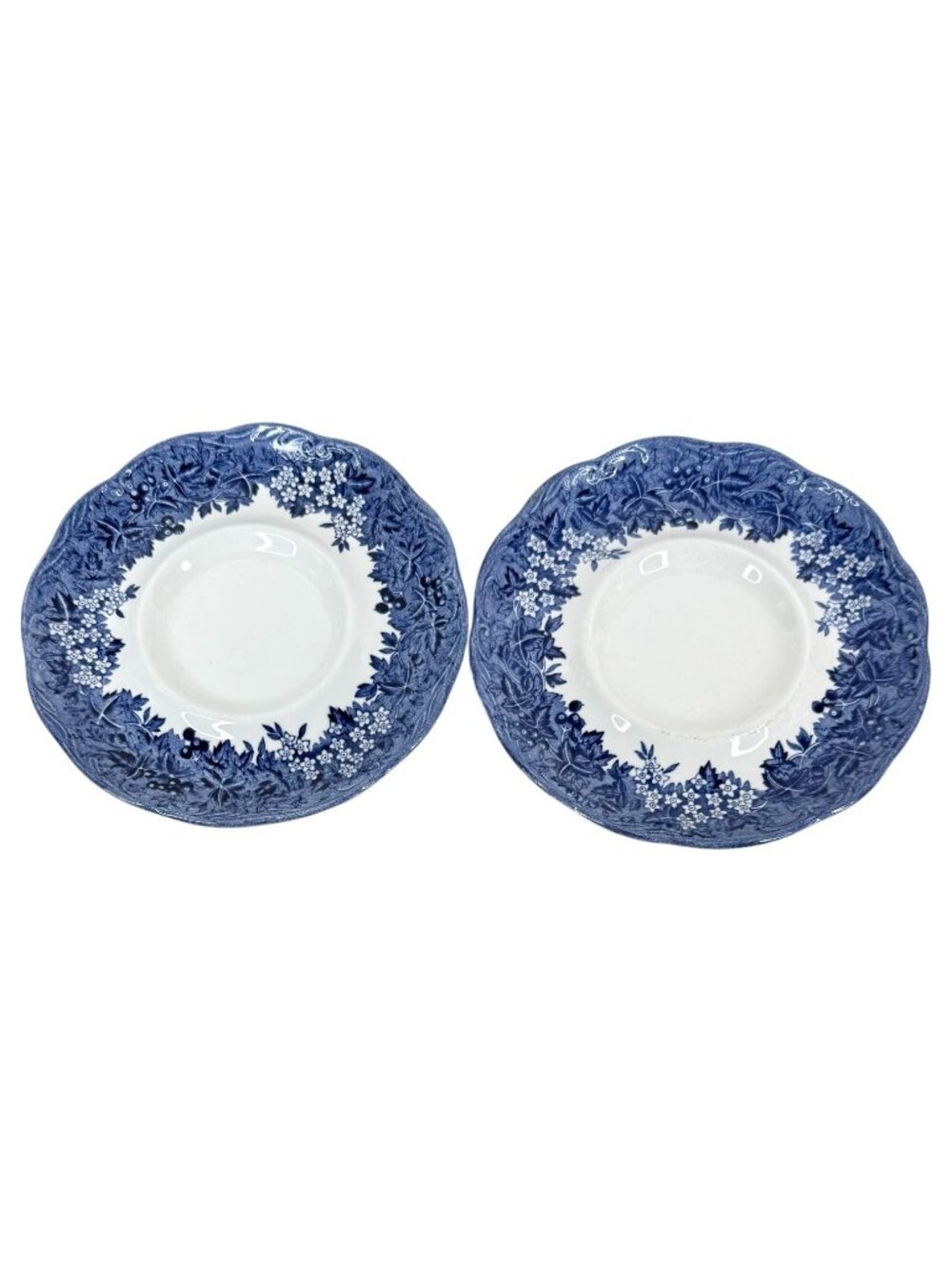 J&G Meakin Romantic England Blue & White Saucers Anne Hathaways Cottage Set Of 2